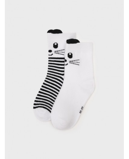 Носки трикотажные для девочек, 2 пары в комплекте белый,черный