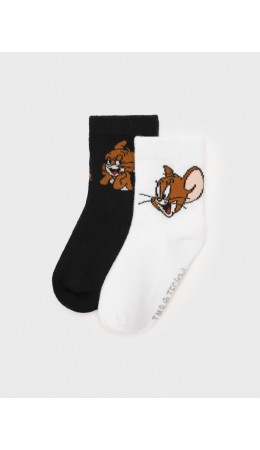 Носки детские трикотажные для девочек, 2 пары в комплекте белый,черный