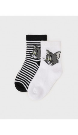 Носки детские трикотажные для мальчиков, 2 пары в комплекте белый,черный