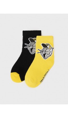 Носки детские трикотажные для мальчиков, 2 пары в комплекте жёлтый,черный