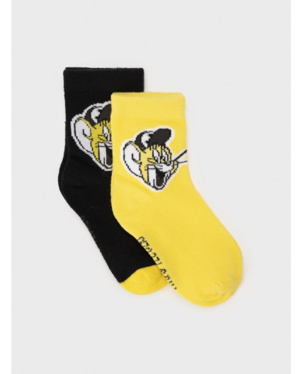 Носки детские трикотажные для мальчиков, 2 пары в комплекте жёлтый,черный