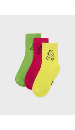 Носки трикотажные для девочек, 3 пары в комплекте разноцветный