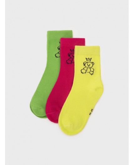 Носки трикотажные для девочек, 3 пары в комплекте разноцветный