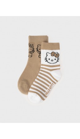 Носки трикотажные для девочек, 2 пары в комплекте бежевый,белый