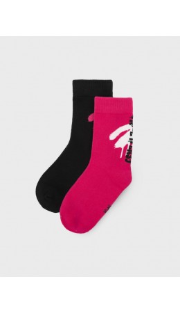 Носки трикотажные для девочек, 2 пары в комплекте фуксия,черный