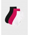 Носки трикотажные для девочек, 3 пары в комплекте черный,фуксия,белый