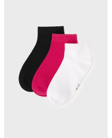 Носки трикотажные для девочек, 3 пары в комплекте черный,фуксия,белый