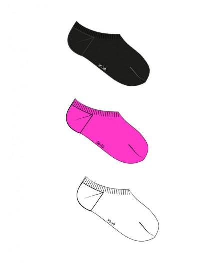 Носки трикотажные для девочек, 3 пары в комплекте черный,фуксия,белый
