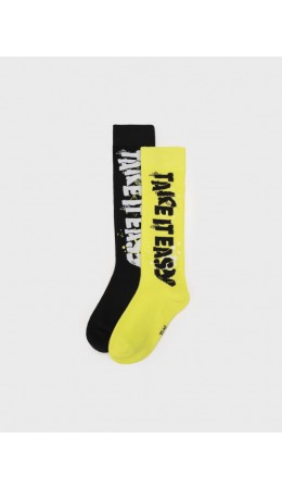 Гольфы трикотажные для девочек, 2 пары в комплекте светло-зеленый,черный