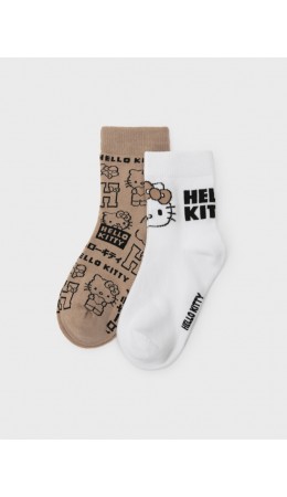 Носки трикотажные для девочек, 2 пары в комплекте бежевый,белый