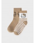 Носки трикотажные для девочек, 2 пары в комплекте бежевый,белый