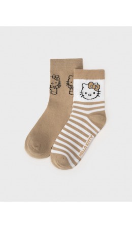 Носки трикотажные для девочек, 2 пары в комплекте бежевый,белый