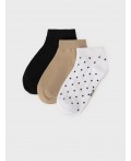 Носки трикотажные для девочек, 3 пары в комплекте белый,бежевый,черный