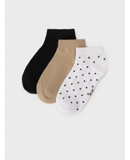 Носки трикотажные для девочек, 3 пары в комплекте белый,бежевый,черный