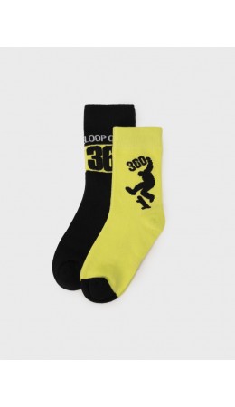 Носки трикотажные для мальчиков, 2 пары в комплекте черный,светло-зеленый