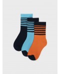 Носки детские трикотажные для мальчиков, 3 пары в комплекте оранжевый,тёмно-синий,голубой