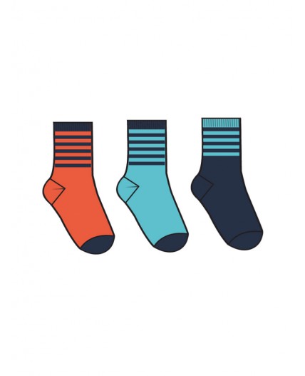 Носки детские трикотажные для мальчиков, 3 пары в комплекте оранжевый,тёмно-синий,голубой