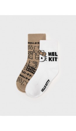 Носки трикотажные для девочек, 2 пары в комплекте бежевый,белый