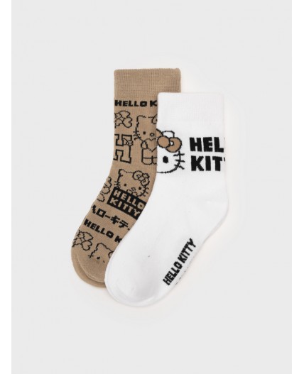 Носки трикотажные для девочек, 2 пары в комплекте бежевый,белый