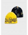 Шапка детская трикотажная для девочек, 2 шт в комплекте черный,жёлтый,белый