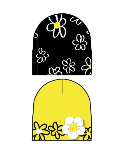 Шапка детская трикотажная для девочек, 2 шт в комплекте черный,жёлтый,белый