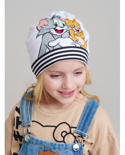 Шапка трикотажная для девочек белый,черный,серый