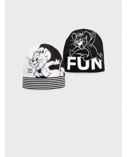 Шапка трикотажная для девочек, 2 шт в комплекте черный,белый