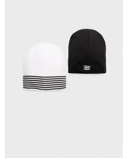 Шапка трикотажная для девочек, 2 шт в комплекте черный,белый