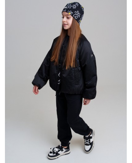 Шапка трикотажная для девочек черный,белый,жёлтый