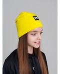 Шапка трикотажная для девочек черный,белый,жёлтый
