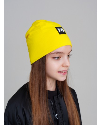 Шапка трикотажная для девочек черный,белый,жёлтый