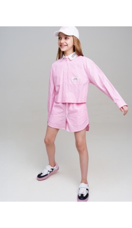 Шорты текстильные для девочек розовый,белый