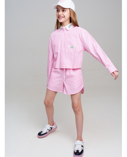Шорты текстильные для девочек розовый,белый