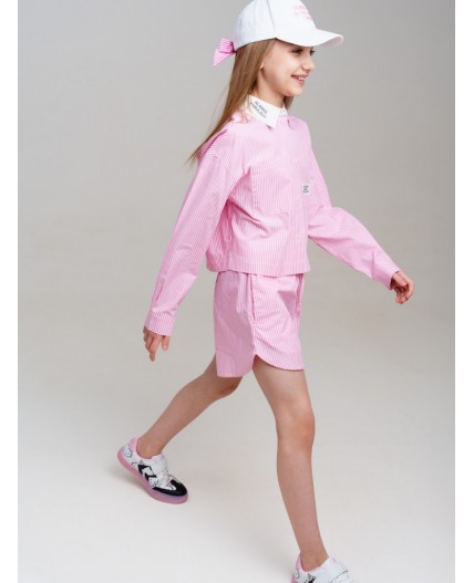 Шорты текстильные для девочек розовый,белый