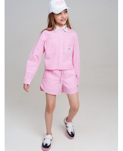 Шорты текстильные для девочек розовый,белый