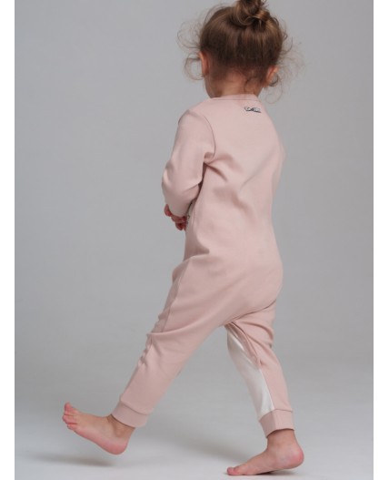 Комбинезон детский трикотажный для девочек, 2 шт в комплекте коричневый,молочный