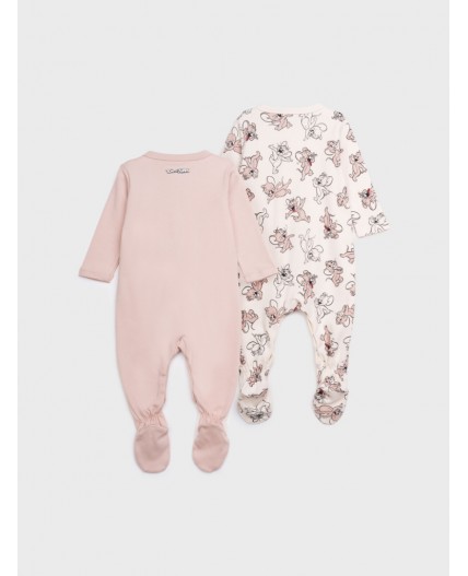 Комбинезон детский трикотажный для девочек, 2 шт в комплекте коричневый,молочный