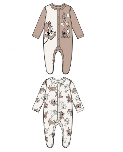 Комбинезон детский трикотажный для девочек, 2 шт в комплекте коричневый,молочный