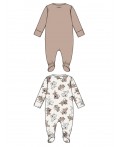 Комбинезон детский трикотажный для девочек, 2 шт в комплекте коричневый,молочный