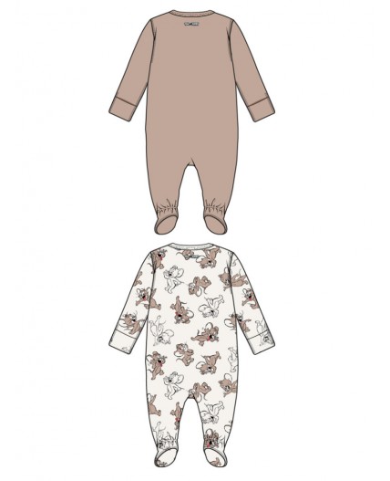 Комбинезон детский трикотажный для девочек, 2 шт в комплекте коричневый,молочный
