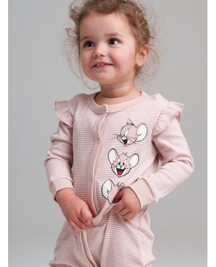 Комплект детский трикотажный для девочек: боди, комбинезон молочный,светло-бежевый