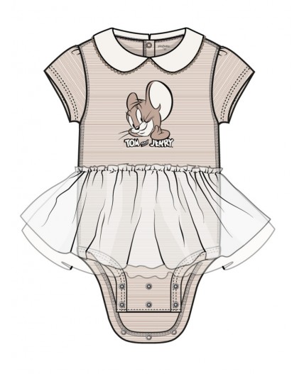 Платье-боди детское трикотажное для девочек светло-бежевый,молочный