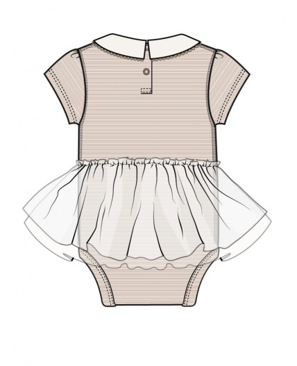 Платье-боди детское трикотажное для девочек светло-бежевый,молочный