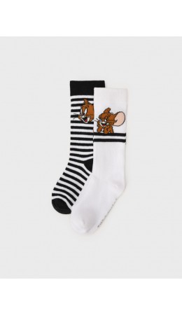 Гольфы детские трикотажные для девочек, 2 пары в комплекте белый,черный