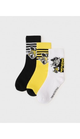 Носки трикотажные для мальчиков, 3 пары в комплекте жёлтый,белый,черный