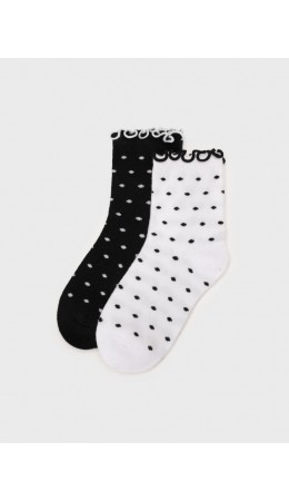 Носки трикотажные для девочек, 2 пары в комплекте белый,черный