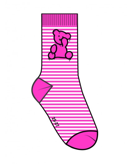 Носки трикотажные для девочек, 2 пары в комплекте фуксия,белый