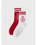 Носки трикотажные для мальчиков, 2 пары в комплекте красный,белый