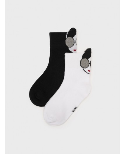 Носки трикотажные для девочек, 2 пары в комплекте белый,черный