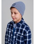 Шапка трикотажная для мальчиков, 2 шт в комплекте тёмно-синий,белый